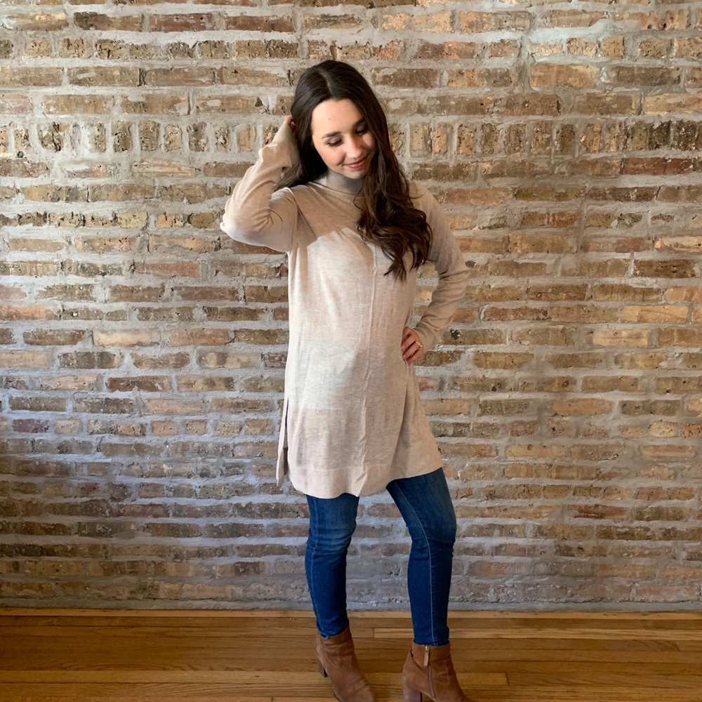 Long beige light sweater